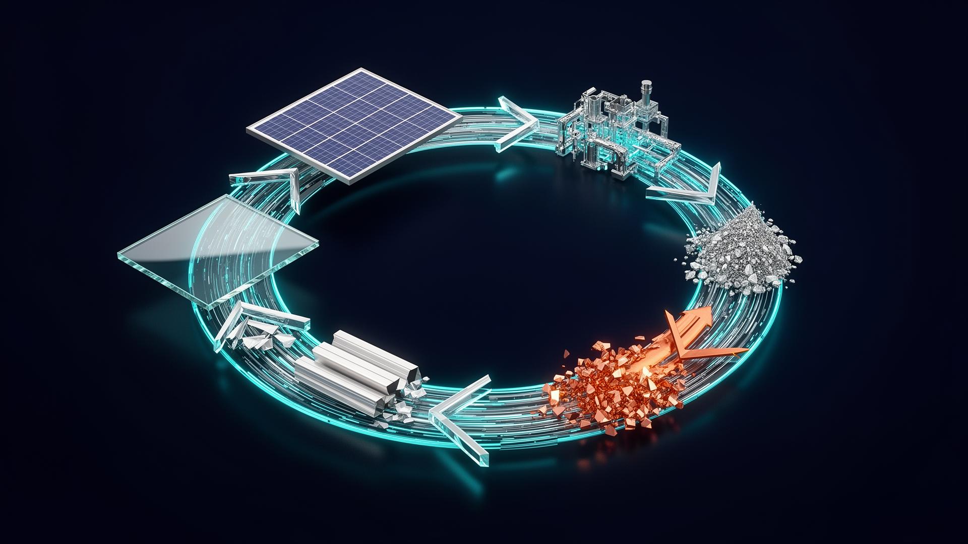 Circular material recovery diagram for photovoltaic modules